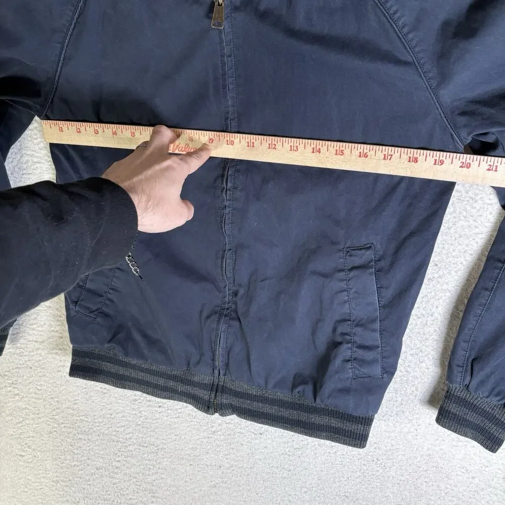 Vintage Old Navy Bomber Jacket Mens Small Blue Varsity Mesh Lined Band Collar